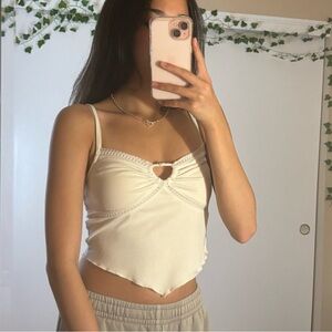 Cider white cut out crop tank top